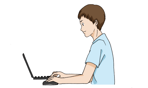 パソコンで作業する男性