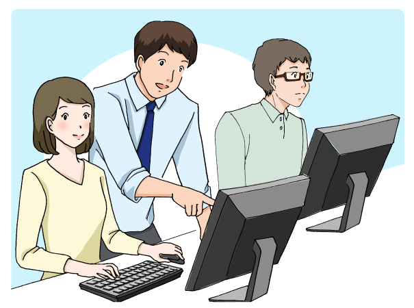 パソコンで作業をする男性と女性